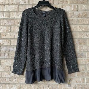 NWT Alfani Sequin Sweater Top Layered Look M